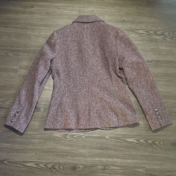 LL Bean Small Maroon Wool/Silk Blend 2 Pocket Blazer - Picture 3 of 7